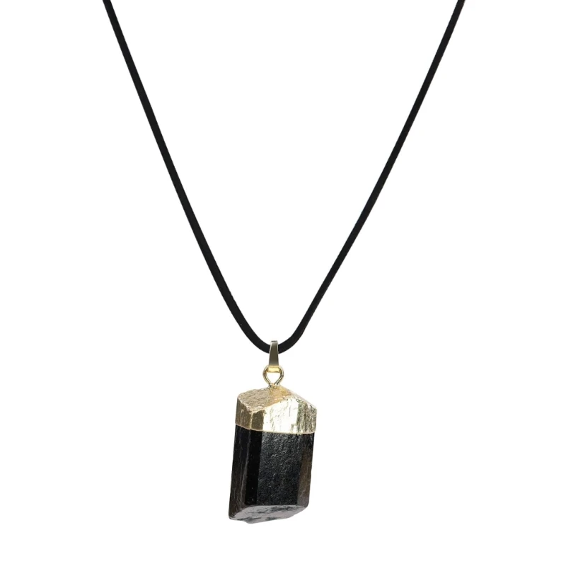 Natural Stone Neckchains Black Tourmalines Pendant Necklace Stones Drop Pendants Costume Accessories Choker