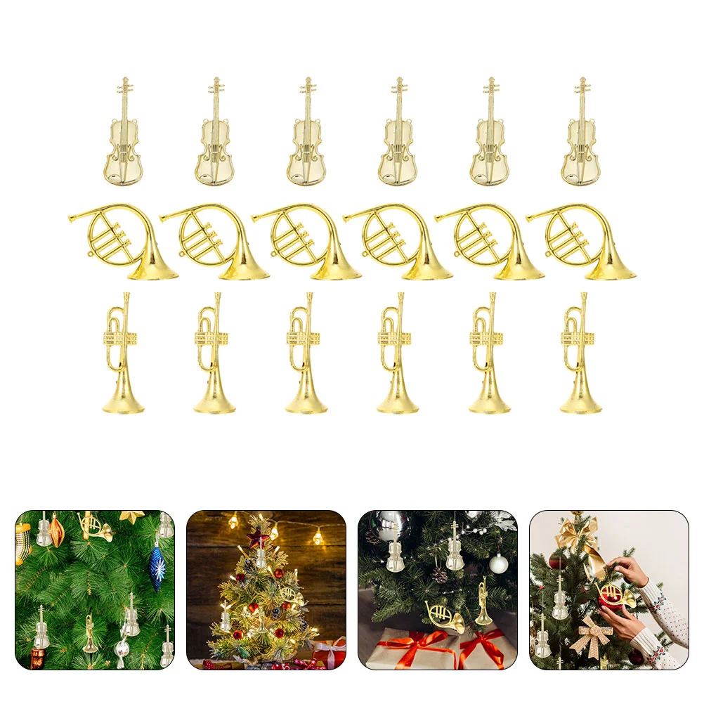 Miniature Christmas Tree Musical Instrument Model Table Violin Ornaments Golden for Pendant DIY