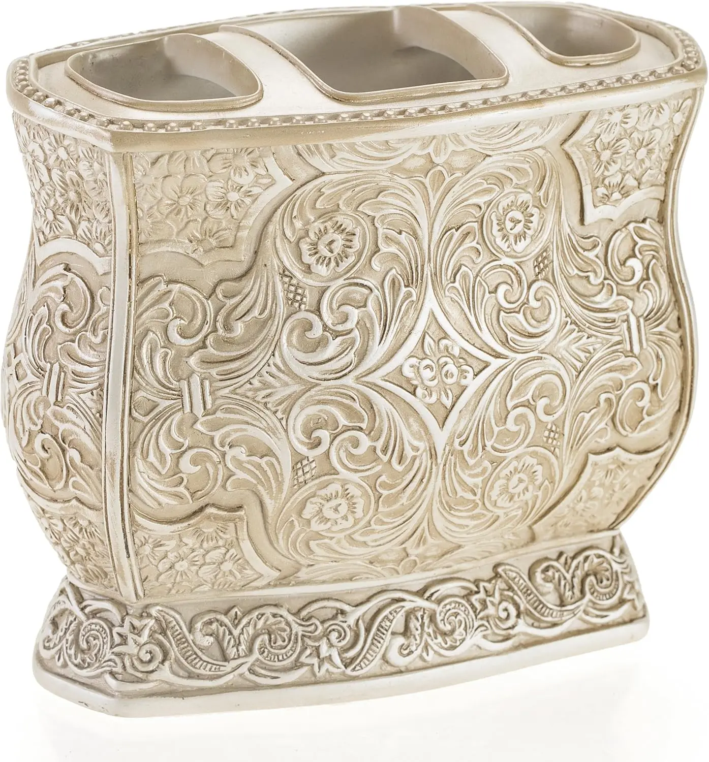 

Держатель для зубных щеток Victoria Beige для ванной комнаты - Семейный держатель для зубных щеток и пасты - Декоративный стакан для зубных щеток на 3 слота