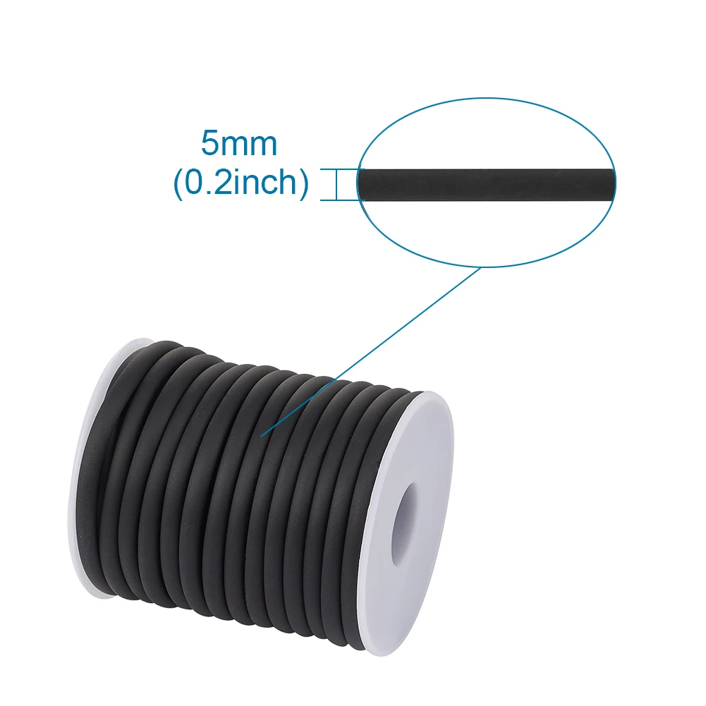 pandahall 5mm Round Synthetic Rubber Cord Hollow DIY for Jewelry Making DIY Bracelet Necklace Accessories Findings 10m/roll