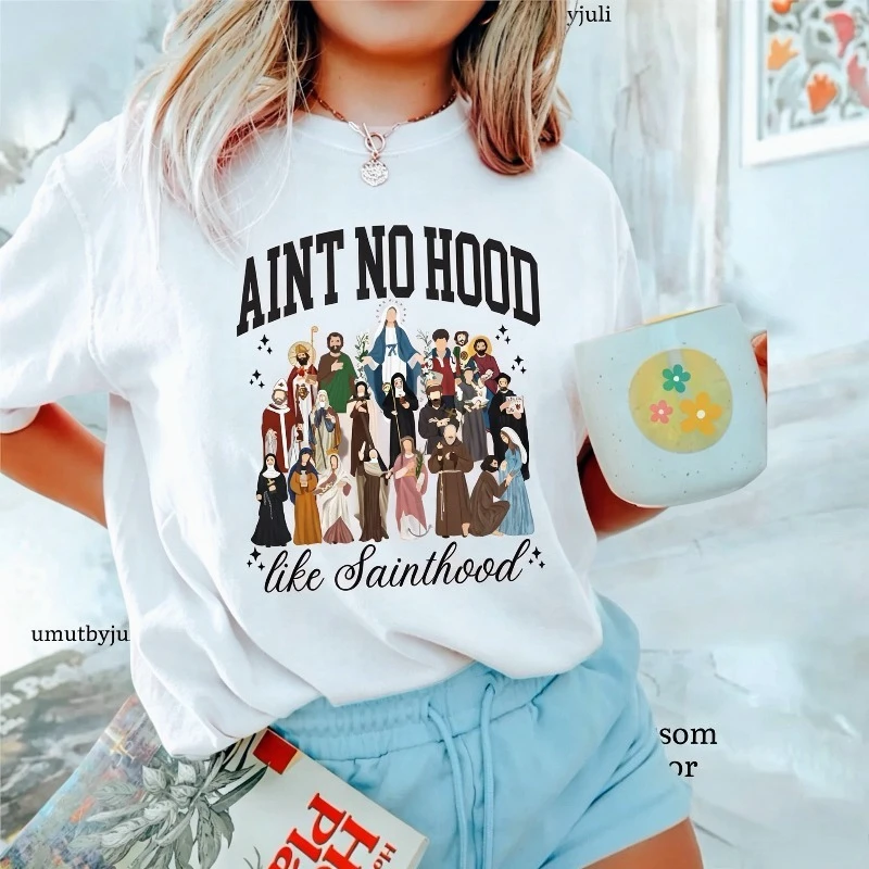 Camiseta de Santos Católicos para Mujer, Regalo de Santos Católicos, Camiseta Divertida, Regalos para el Día de Todos los Santos, Regalos para Papá y Mamá, Creyente, Discípulo, Religión