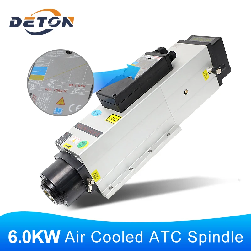 

6.0KW ISO30 ATC Air-cooled Spindle Motor 800Hz 4-pole 380V CNC Engraving Machine Milling Machine Cutting Accessories