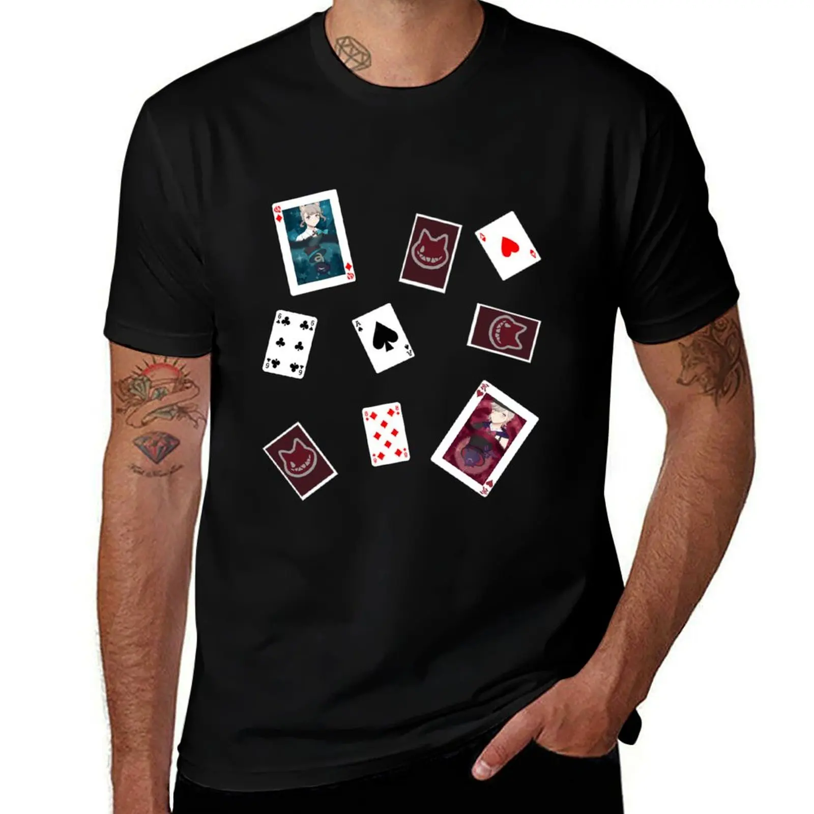 Scattered Cards - Lyney & Lynette T-Shirt Work Utility Casual Tee Shirt T-Shirt