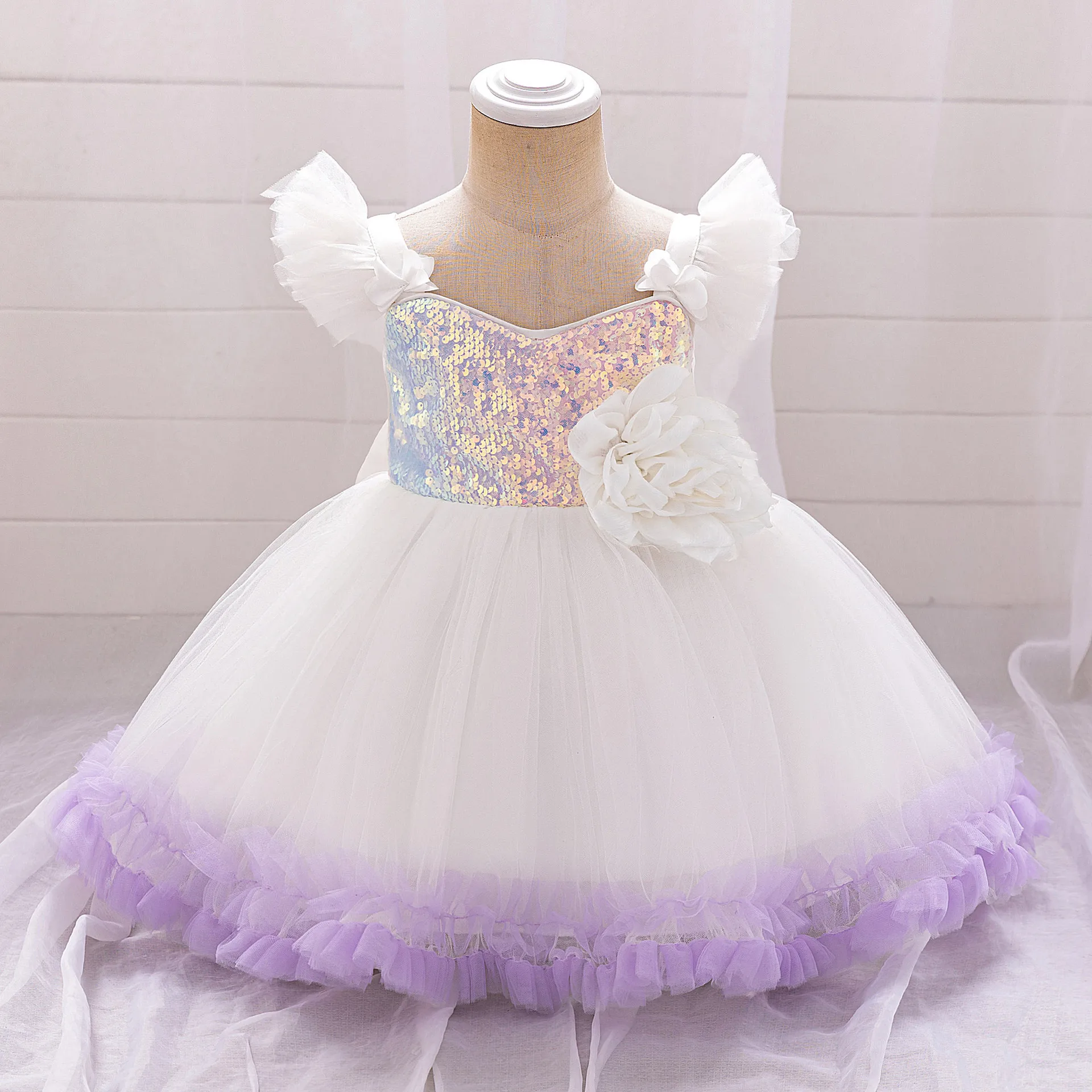Girl Baby Puffy Clothes Newborn Girly Dress Girls' Party Dresses Tutu Sequins Kid Clothing