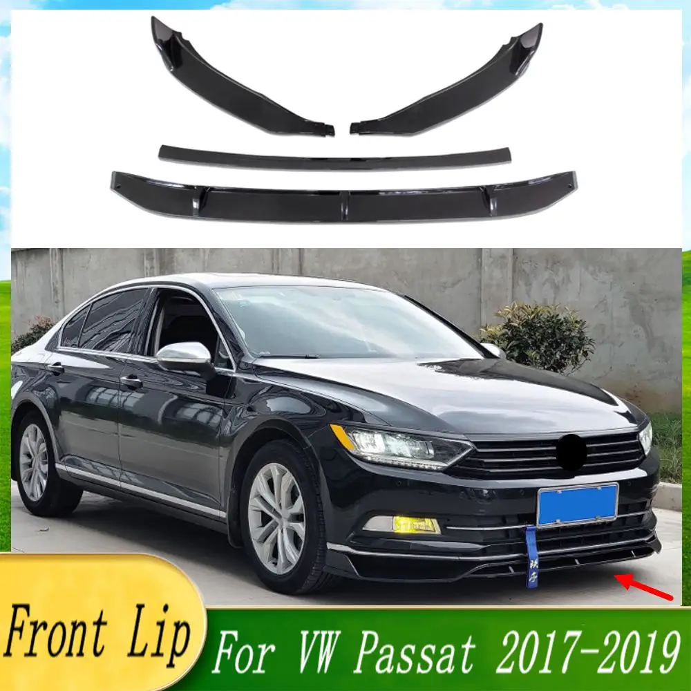 

Car Front Spoiler Bumper Lip Glossy Black Car Lower Splitter Body Kit Guard Plate Lippe Board For VW Passat B8 2017 2018 2019