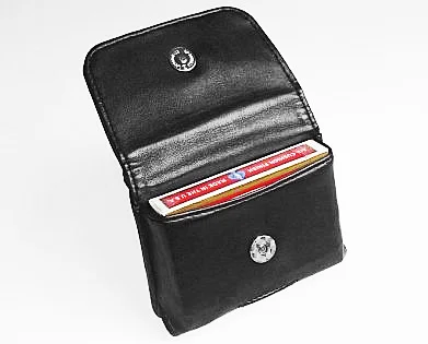 Card Case Carrier W/Snap - Leather Card Clip Magic Tricks Close Up Accessories Gimmick Props Magician magia trucos