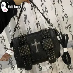 Y2K Girls Harajuku Womens Gothic Punk One Shoulder Design Lolita   Leather Skull Japanese Sweet Cool Uniform Crossbody Bags Tote