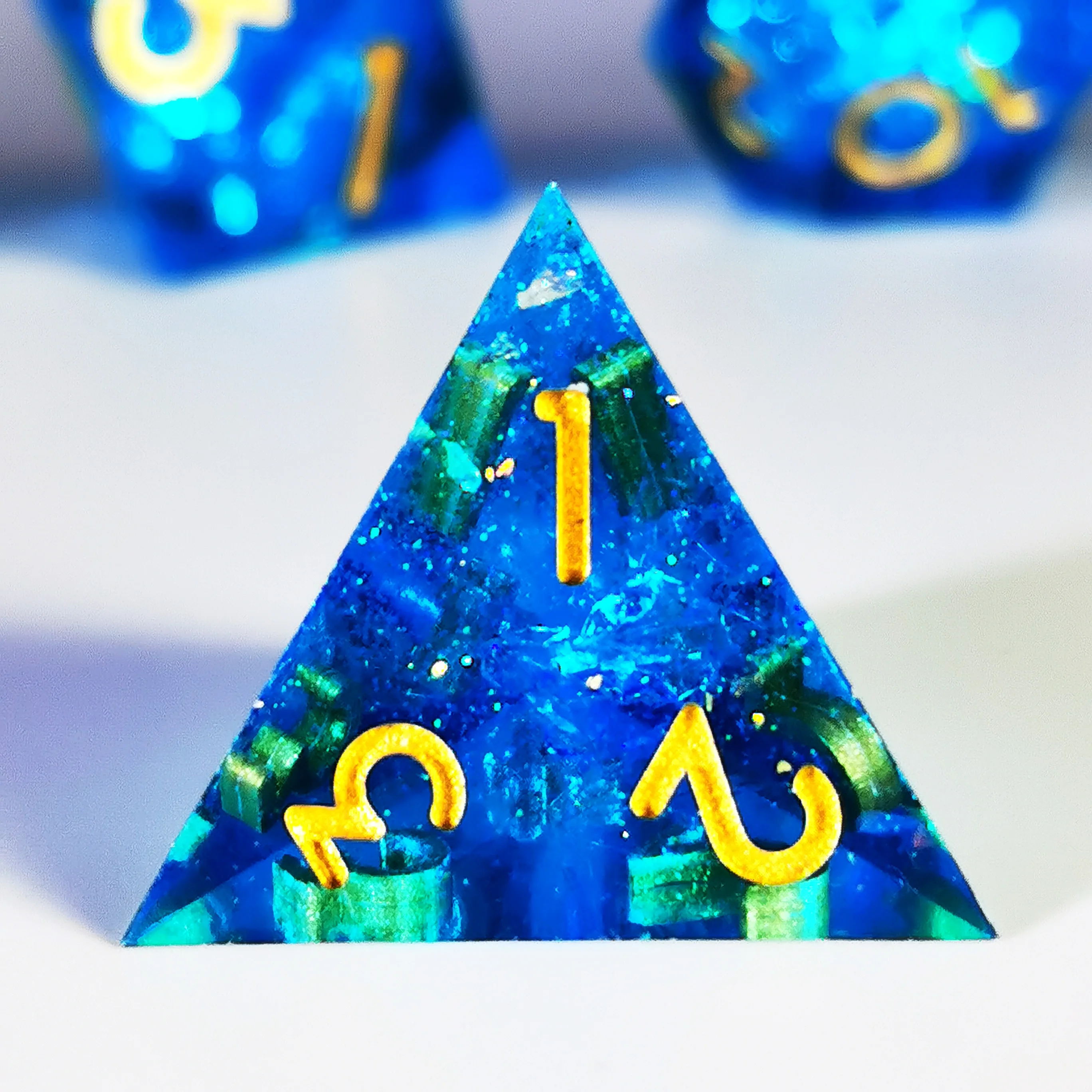 DnD Dice Set - 7 Piece Sharp Edge Resin Polyhedral Dice, Blue Design for Dungeons & Dragons, High-Quality RPG Gaming Dice