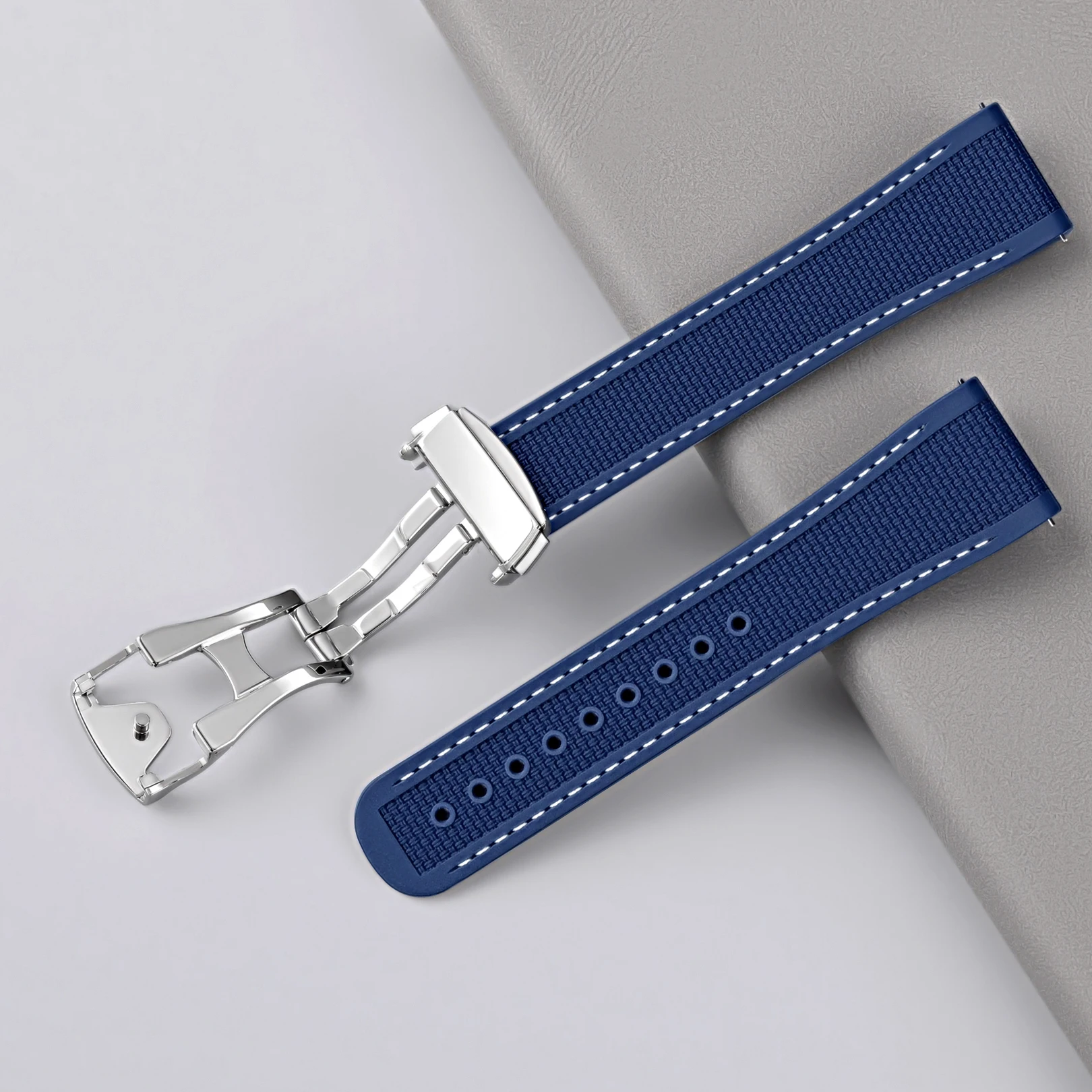 20/21/22mm FKM Quick Release Fluoro Rubber Watch Strap for Omega Seamaster 150 Golden Needle Captain Golf Worldtimer Watchband