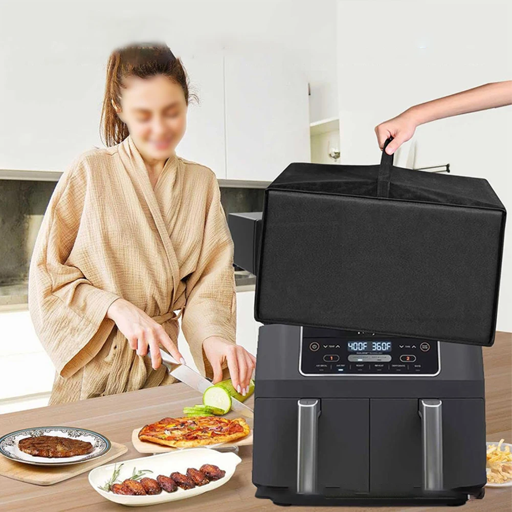 Air Fryer ฝาครอบกันฝุ่นทนความร้อน 600D วัสดุไนลอนกันน้ําพร้อมที่จับเครื่องใช้ในครัวหม้อความดันไฟฟ้าอะไหล่