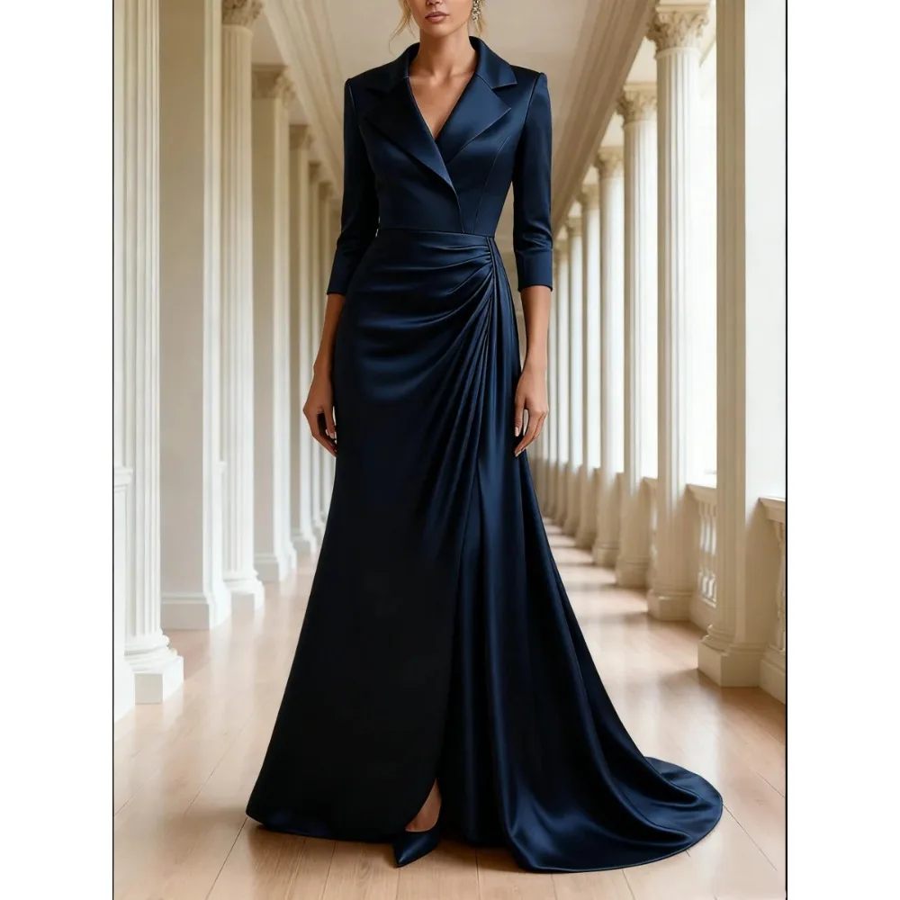 

Customized Mermaid Mother of Birde Dresses 2026 for Weddings Women V-Neck Elegant Evening Dress Pleated Ruched Formal Party Gown