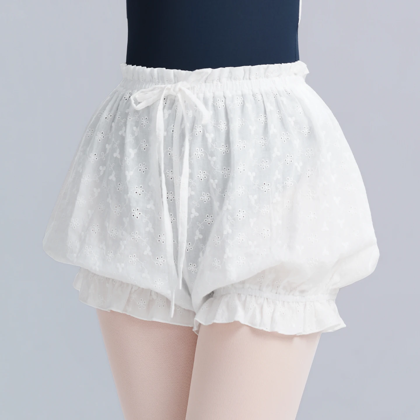 

Женские белые короткие шорты с цветочным принтом, с высокой талией, для танцев, балетные шорты для взрослых, защитные шорты