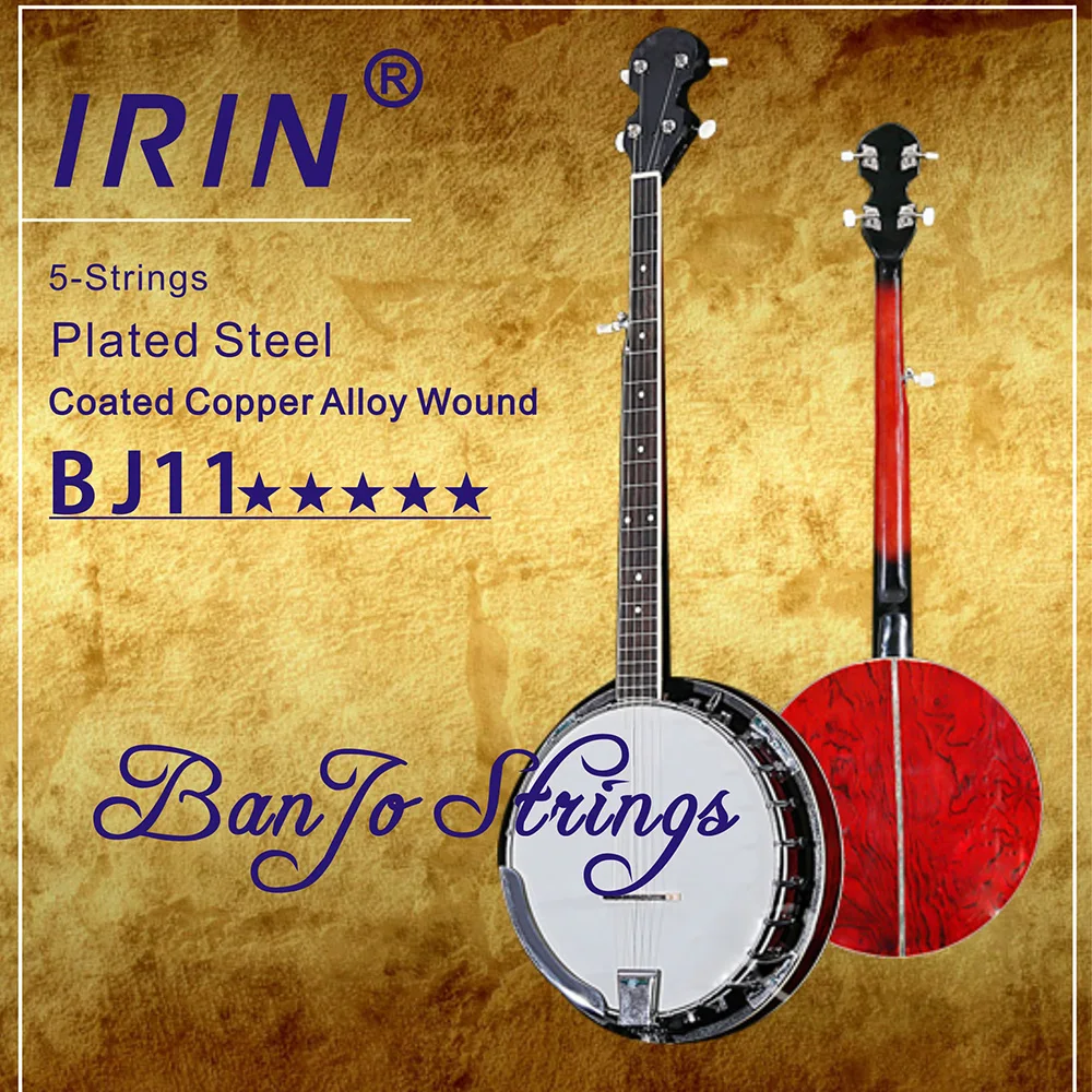 IRIN Banjo String Set Edelstahl beschichtete Kupferlegierung Wundsaite Banjo Ersatzteile Zubehör für Saiteninstrumente