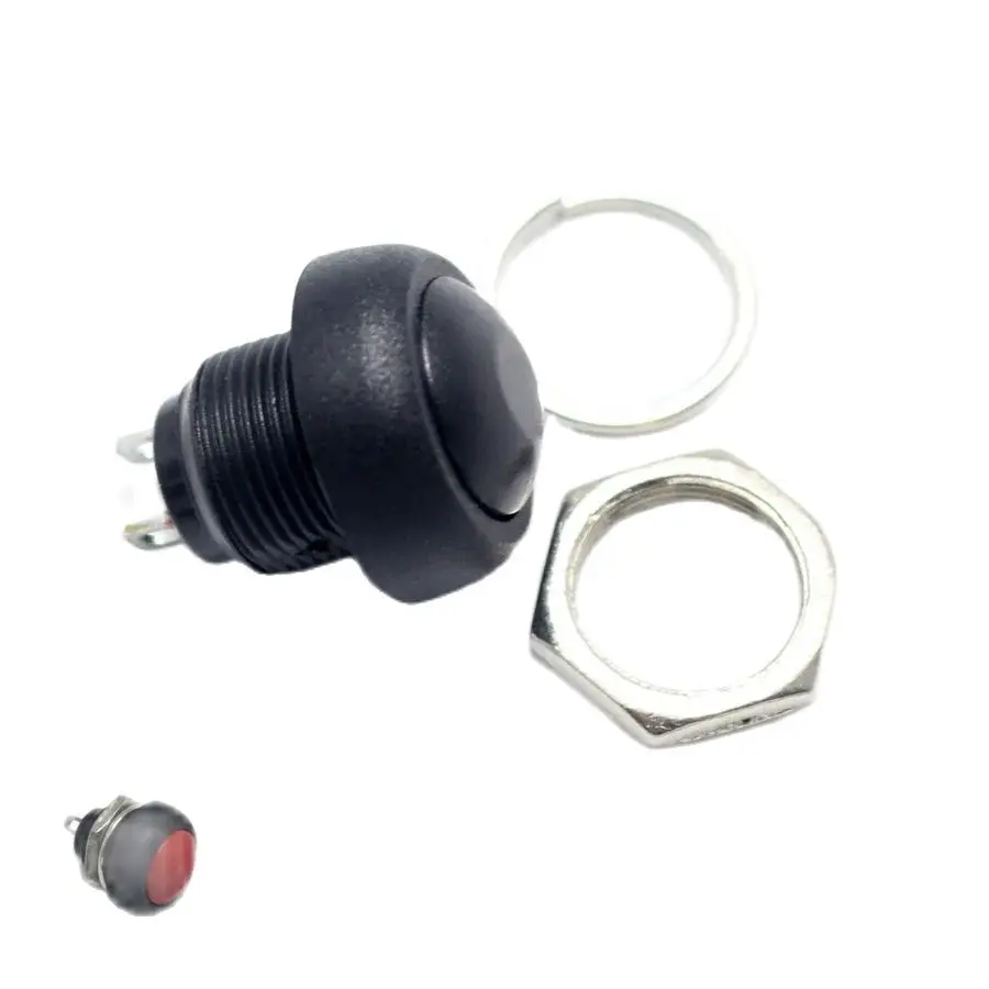 2PCS 2 Pin Small waterproof push button switch PBS-33B 12mm Automatic reset switchs Non-locking Momentary Black Red