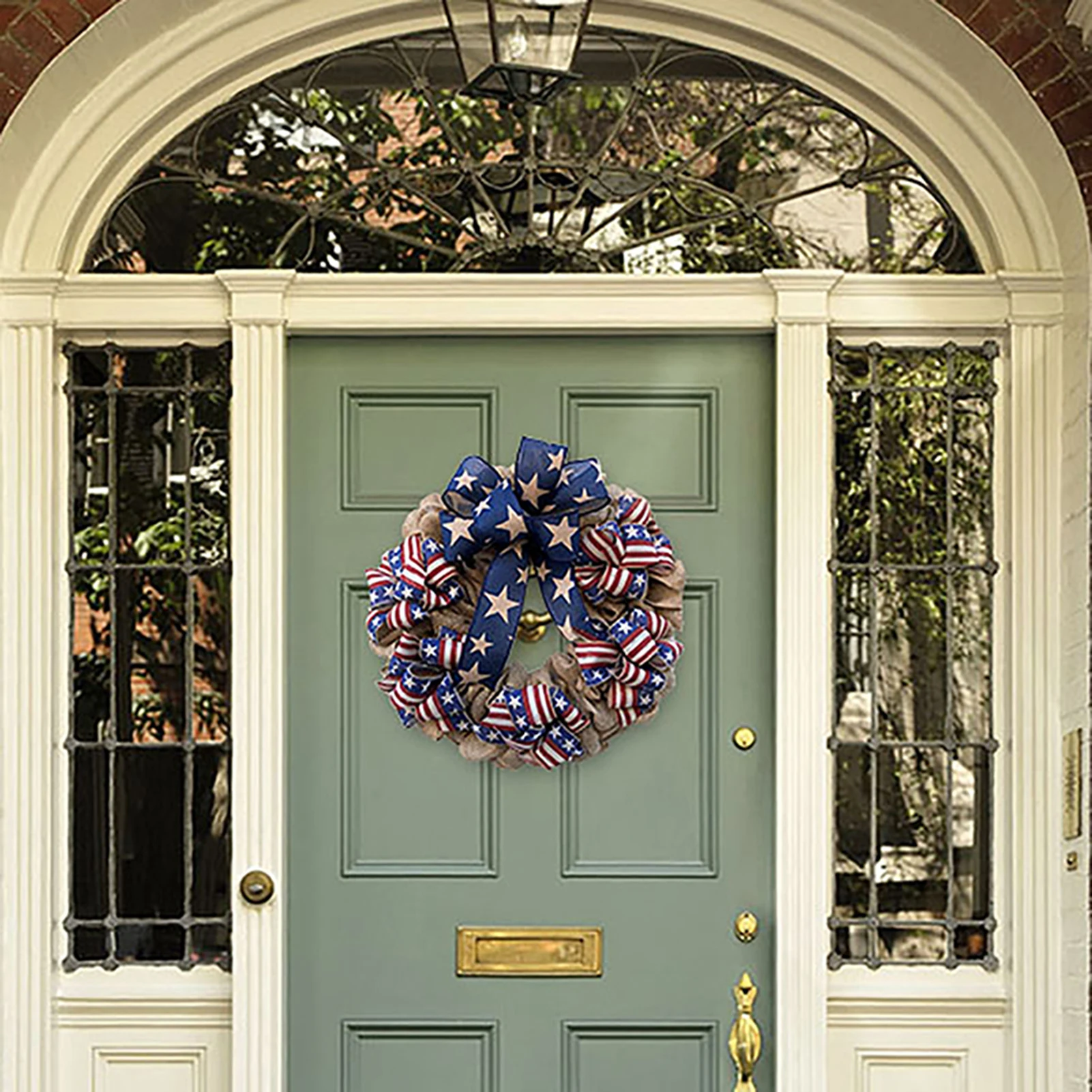 America Independence Day Wreath Classic Blue Red White Front Door Decor For  Room Decoration