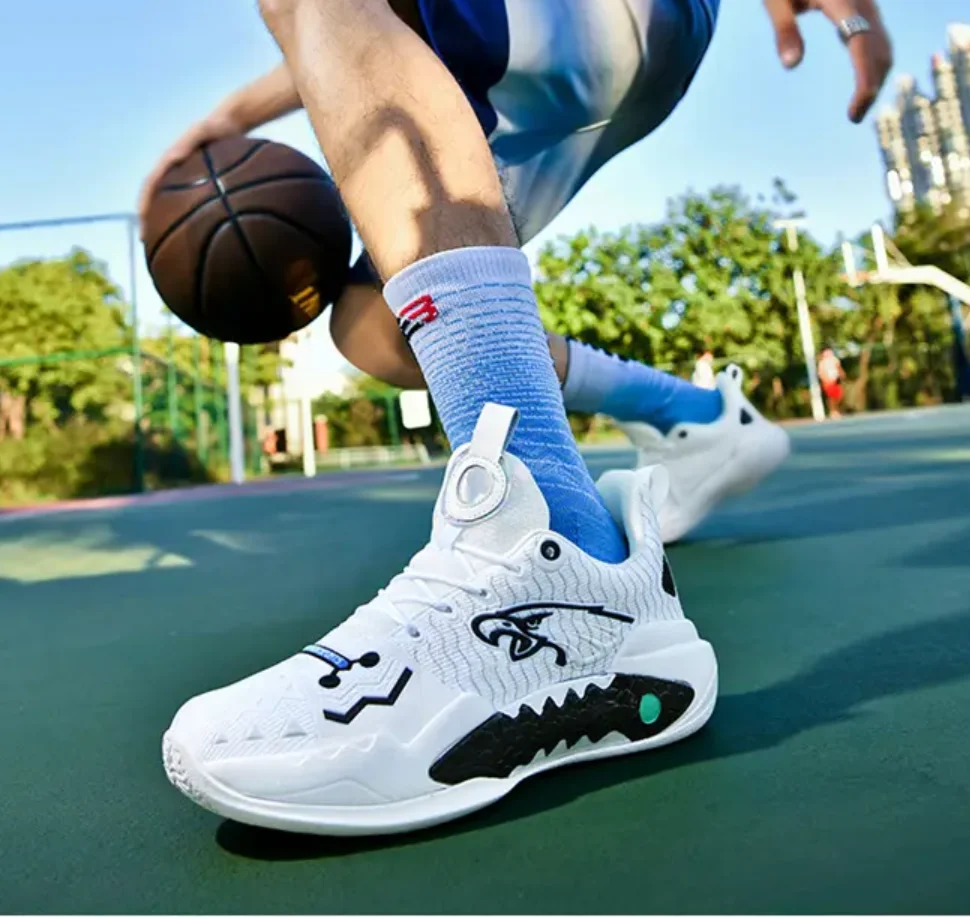 Tênis de basquete para homens que brilha no escuro, sola de borracha exterior, tênis de basquete para os amantes, adolescentes, alta qualidade