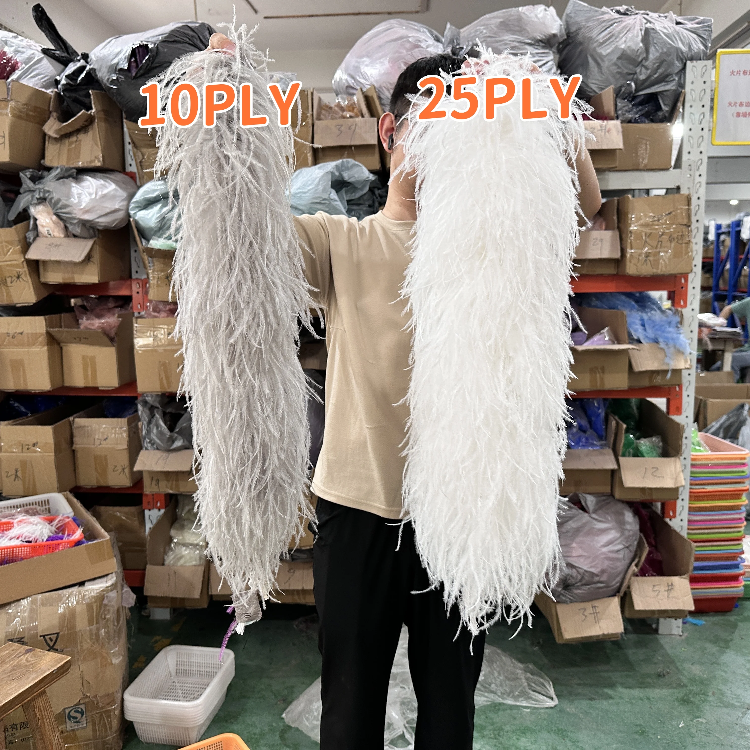 

10Ply 20Ply Boa Natural Ostrich Feather Boa Scarf 0.5/1/2M Trims Wedding Party Dress Skirt Sewing Accessory Decoration Pluma Boa