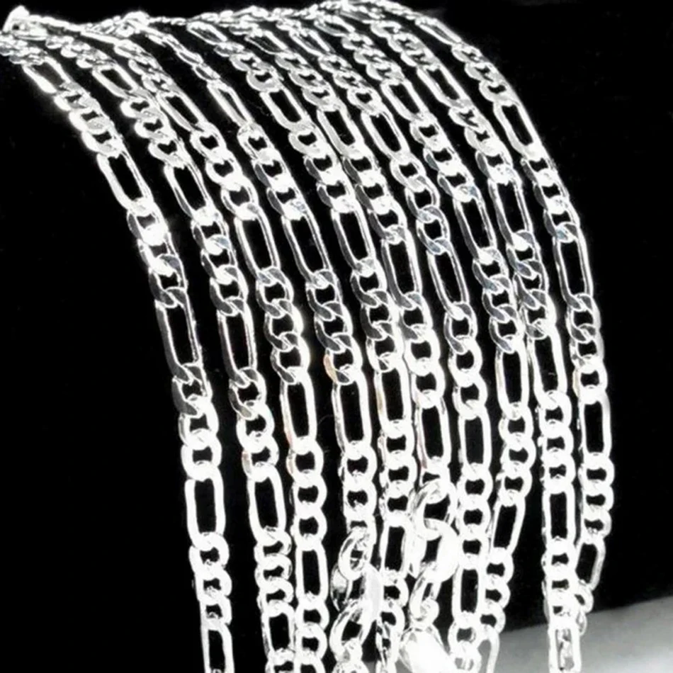 Exquisite Mode 18K vergoldete Halskette für Damen und Herren, Größe 16-30 Zoll, Schmuck, 4mm Figaro-Kettenhalsketten, Großhandel – Detail 7