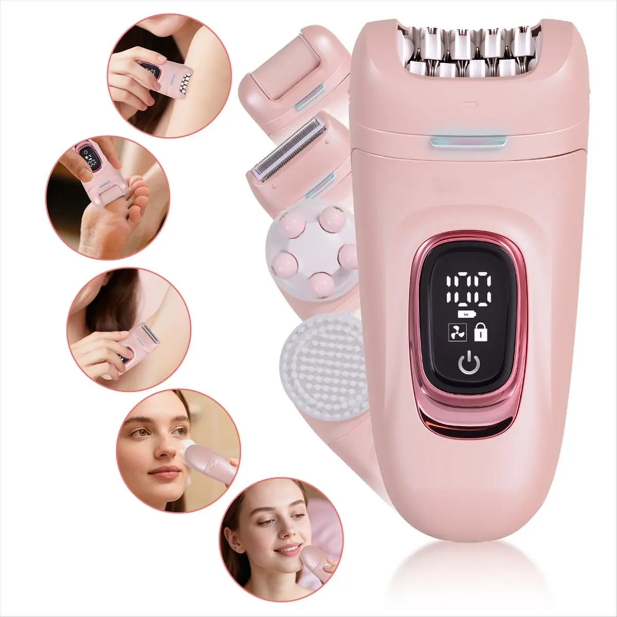 AA97 5-in-1 Women'S Electric Shaver Bikini Trimmer LED Display Electric Hair Removal for Legs Bikini Underarm Public Hairs