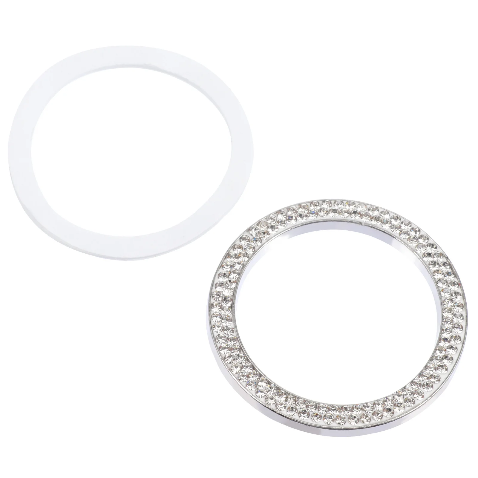 

2Pcs Car Engine Start Button Ring Sparkling Rhinestone Diamond Ignition Push Button Cover Auto Interior Decor Engine Start Decal