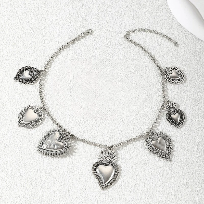 أزياء سلسلة قلادة نمط خمر، قلادة القلب - أربعة مواسم ومجوهرات الحفلات | قلادة الإعلان | إبداع الهدايا #4