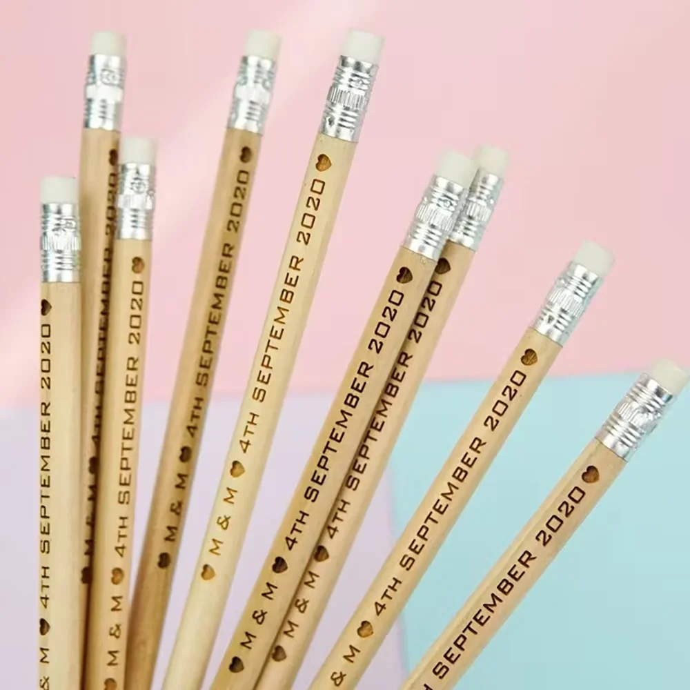 20, 30, 40, 50 Pieces Customizable Engraved Pencils, Personalized Wooden Pencils, Custom Pencils with Eraser Decoration, Personalized Party Gifts, Custom Gifts