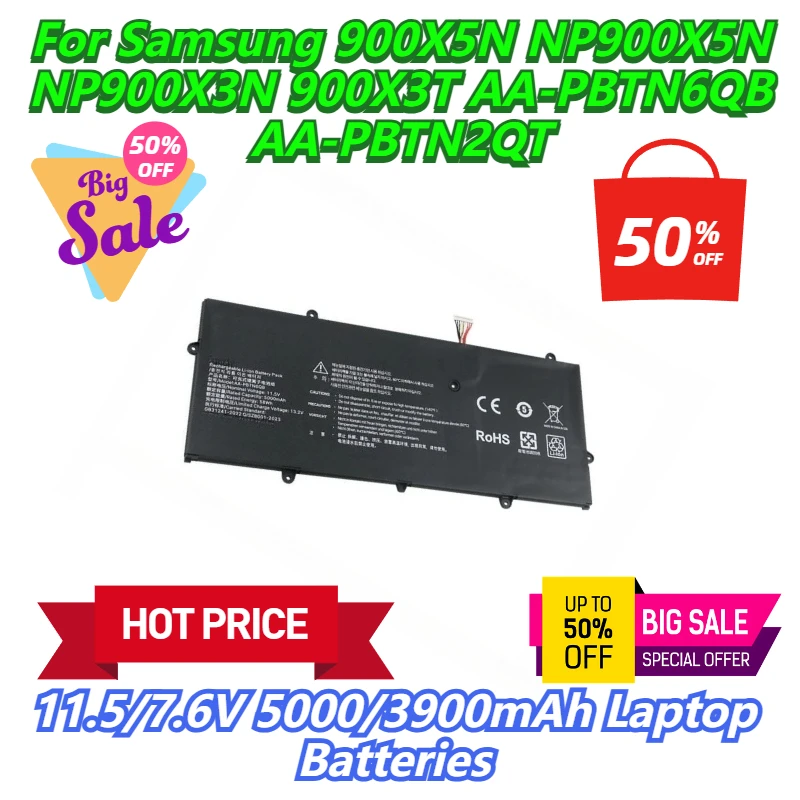 

11,5/7,6 В 5000/3900 мАч аккумуляторы для ноутбуков Samsung 900X5N NP900X5N NP900X3N 900X3T AA-PBTN6QB AA-PBTN2QT