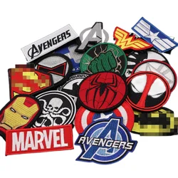 Marvel Avengers Kaptan Amerika Örümcek Adam Siyah Panter Kol Bandı Velcro Sırt Çantası Işlemeli Kumaş Yama Cosplay Rozeti Hediye