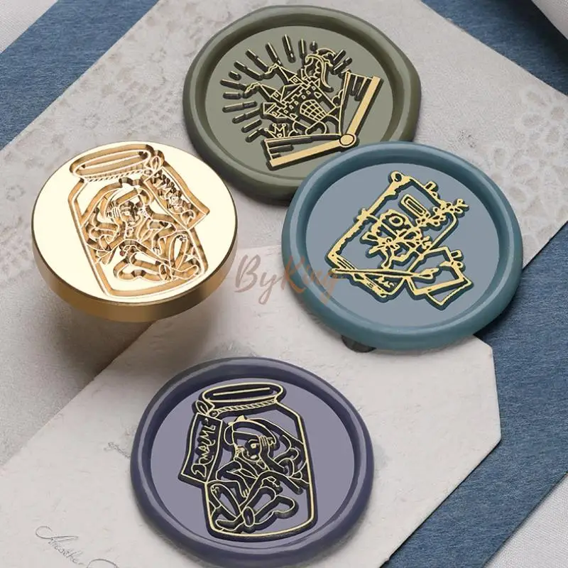 30mm Sealing Wax Stamp Alice Wonderland Teapot Coffee Elves Mr. Rabbit Mermaid For DIY Wedding Decoration Craft Packaging Gift