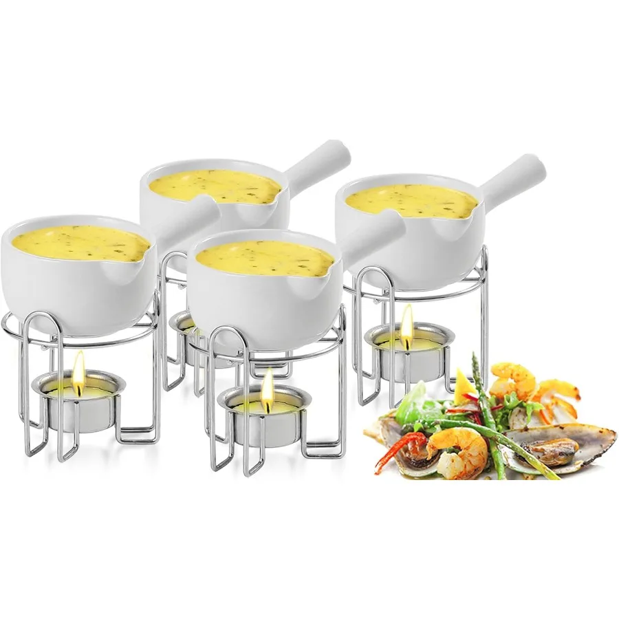 

Butter Warmer for Seafood Set of 4 Ceramic Lobster Butter Warmers with 4 Pieces Tealight Candles for Melting Butter Chocolate w
