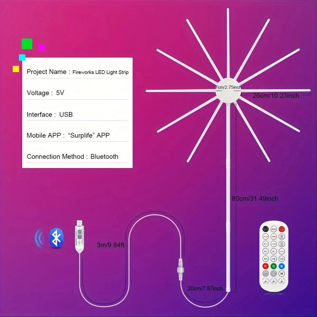 USB Bluetooth Christmas Fireworks Light RGB LED String Lights Waterproof LED Garland Lamp Outdoor Garden Room Decor Fairy Lights