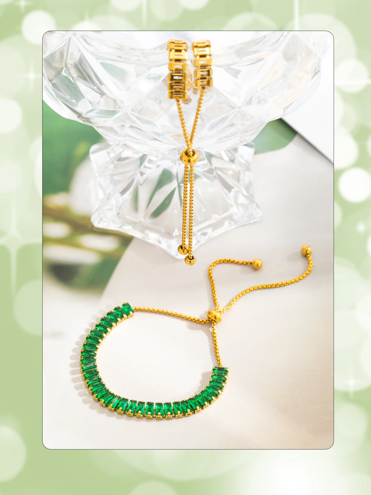 Verstellbares CZ-Armband für Damen – funkelnde Zirkonia-Kette, glänzend auf hypoallergenem Edelstahl, schillernder Alltagsschmuck – Detail 3