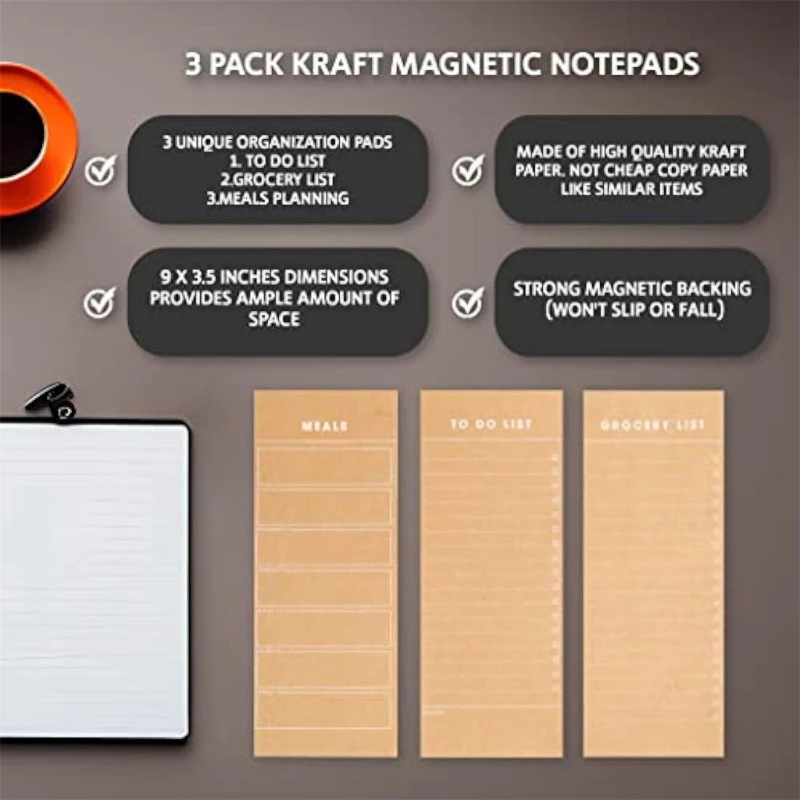 Notepads ตู้เย็น Notepads Writing Pad 50 แผ่น/แผ่นกว้างเรียงราย