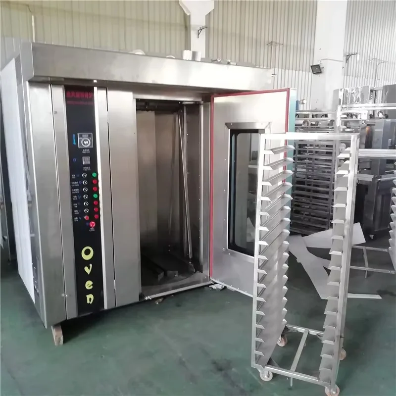 64trays 32 Tray Rotary Oven Price Big Rotating Chamber Bakery Rotary Rack Oven for Sale Baking Loaf Bread Bakery Industrial Oven
