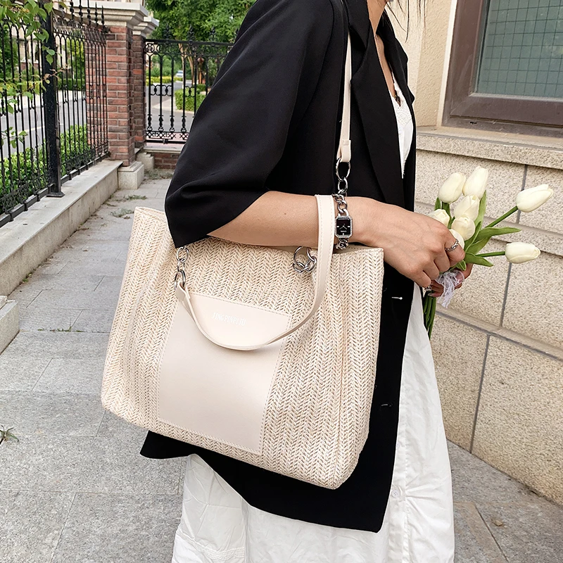 VeryMe-Bolso de hombro de paja para mujer, bolsa de mano de gran capacidad, de viaje, de punto, para verano, 2022