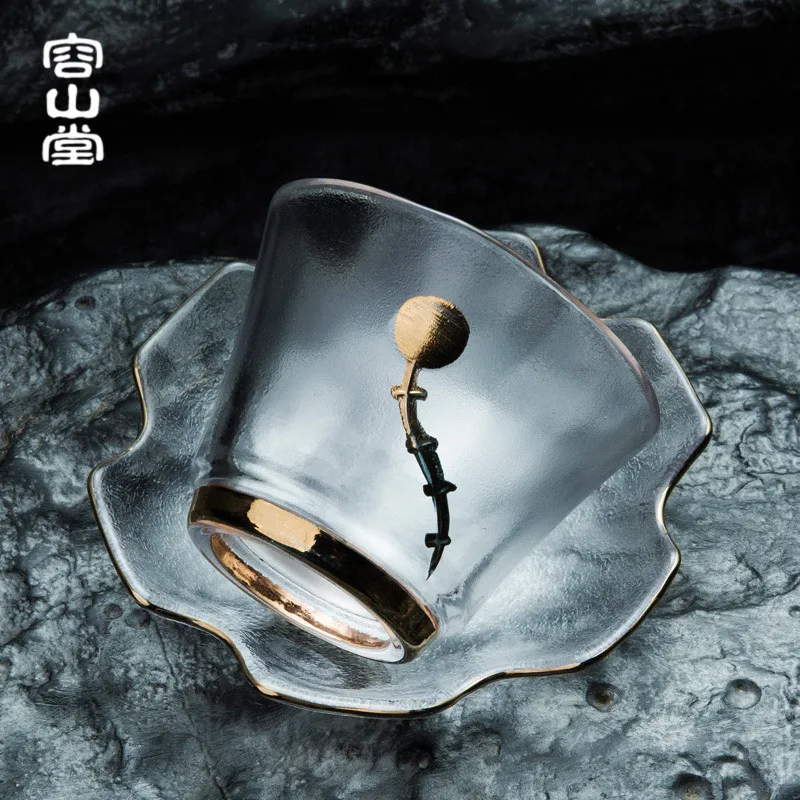 

Water-Releasing Hand-Painted Glass Tea Cup Tea Cup Master Cup Small Coaster Tea Mat Saucer Kung Fu Tea Set