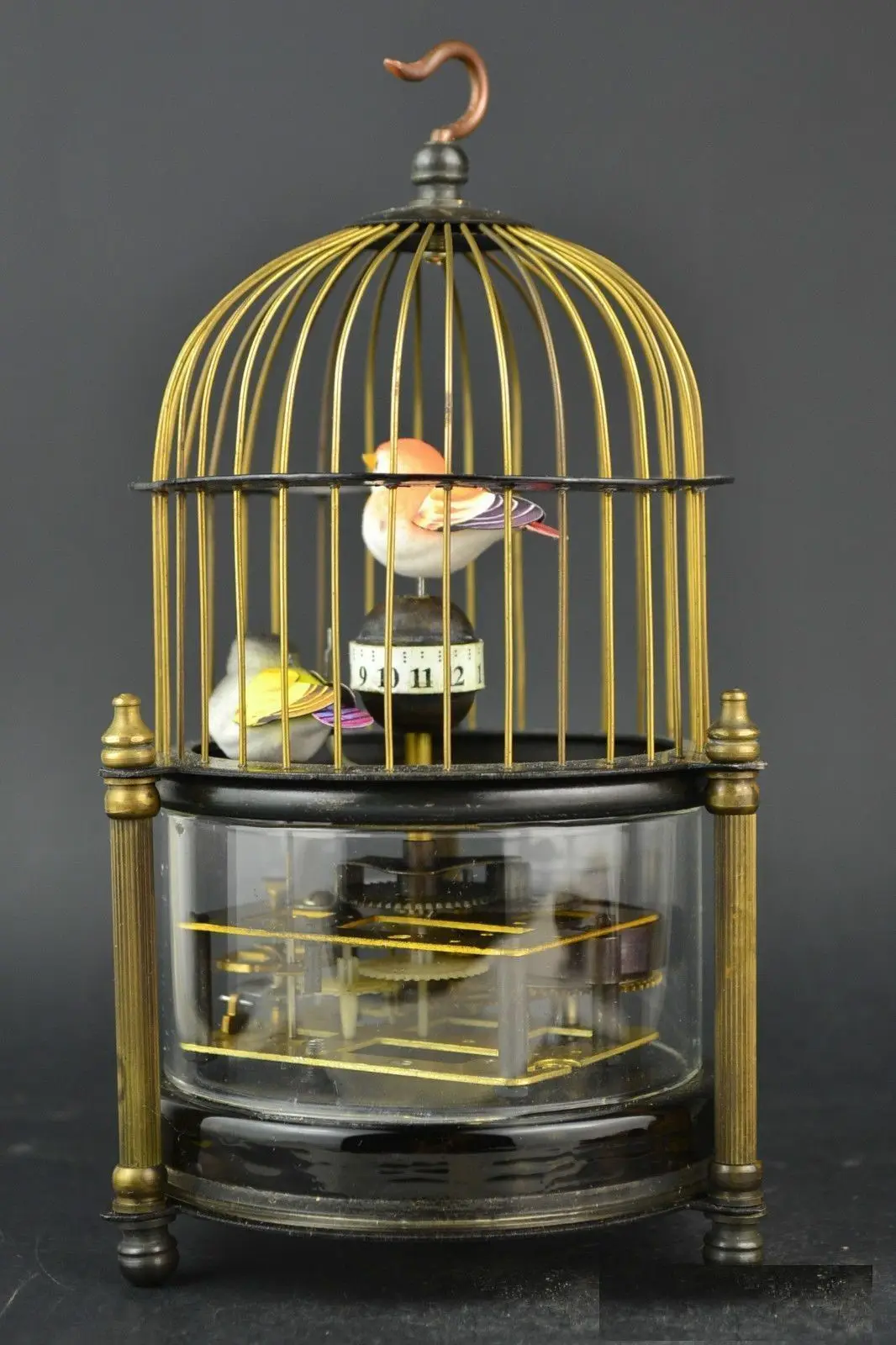 Rare brass bird cage Mechanical Table Clock Alarm Clock