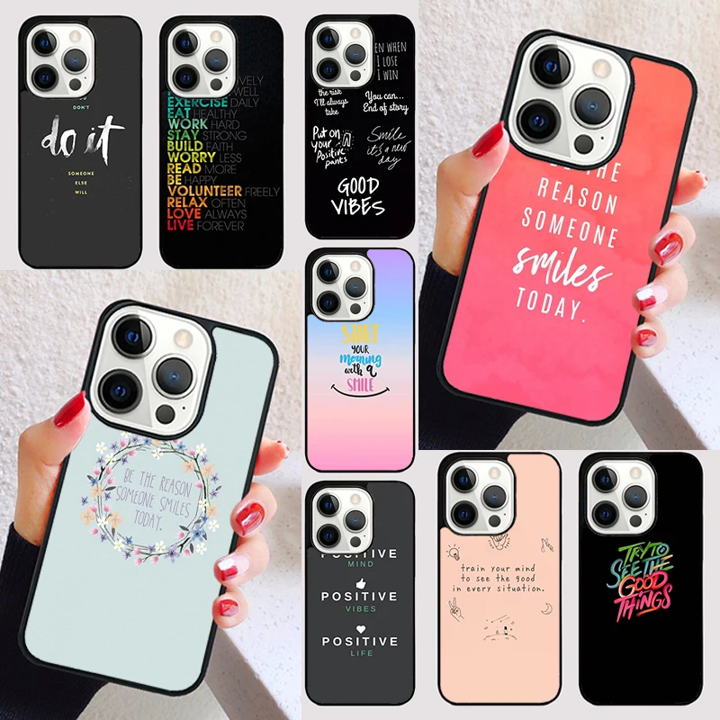 Positive Good Vibe Quote cover For iPhone 15 16 13 12 11 14 Pro Max Mini Max SE 2020 7 8 6S Plus Phone Case