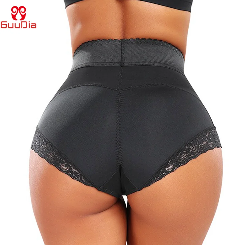 GUUDIA Tight Stretchy Waistband Butt Lifter Line Plus Size Breathable Lace Shapewear High Waist Tummy Control Women Panty Briefs