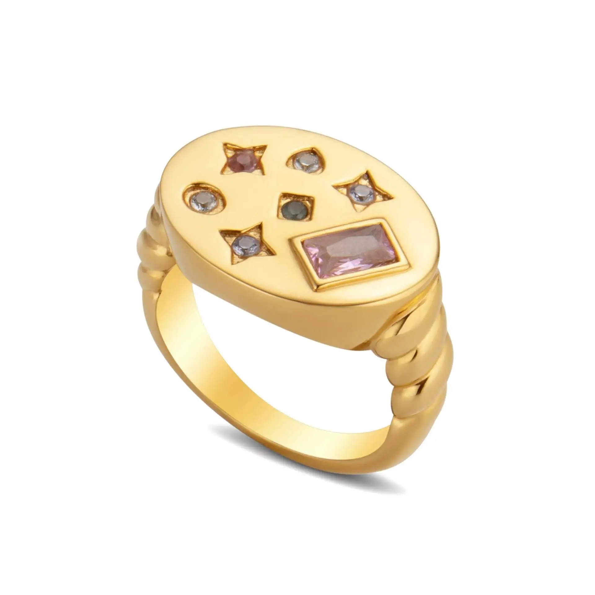 Colorful Zircon Rings for Women Irregular Matte Metal Ring Retro Personality Index Finger Jewelry Hip Hop Girls Accessories Gift