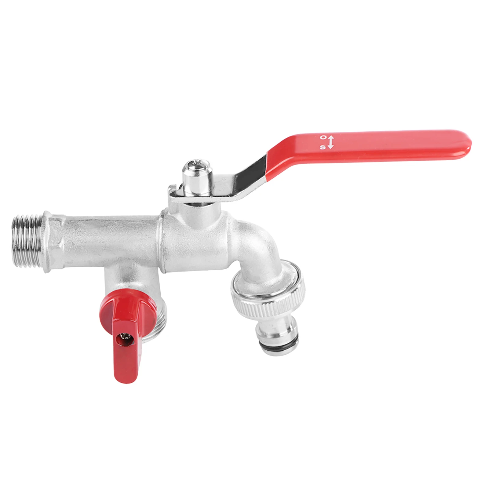 Rubinetto dell'acqua a doppia valvola da 90 gradi Rubinetto in ottone da 1/2" Attrezzo da giardino per la casa all'aperto