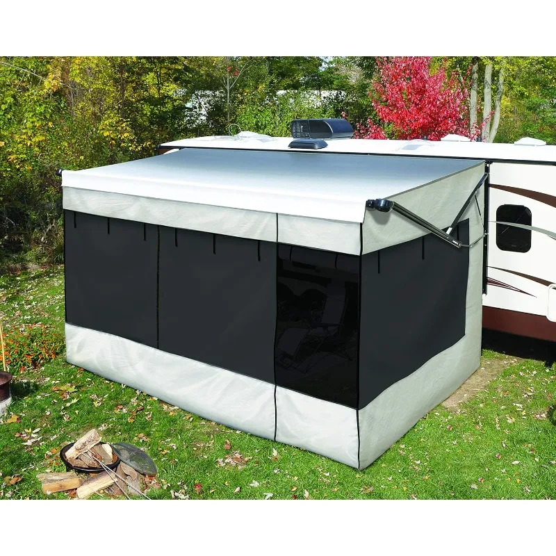 

Family RV awning screen room, suitable for manual or electric RV awning, wind and rainproof