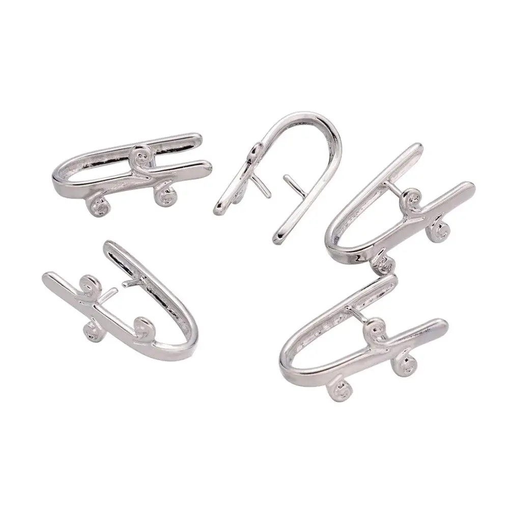 

100pcs 18x10x2mm Brass Pinch Bails Ice Pick Snap Bail Hook Pinch Clip for DIY Jewelry Dangle Beads Pendant Making Platinum Color