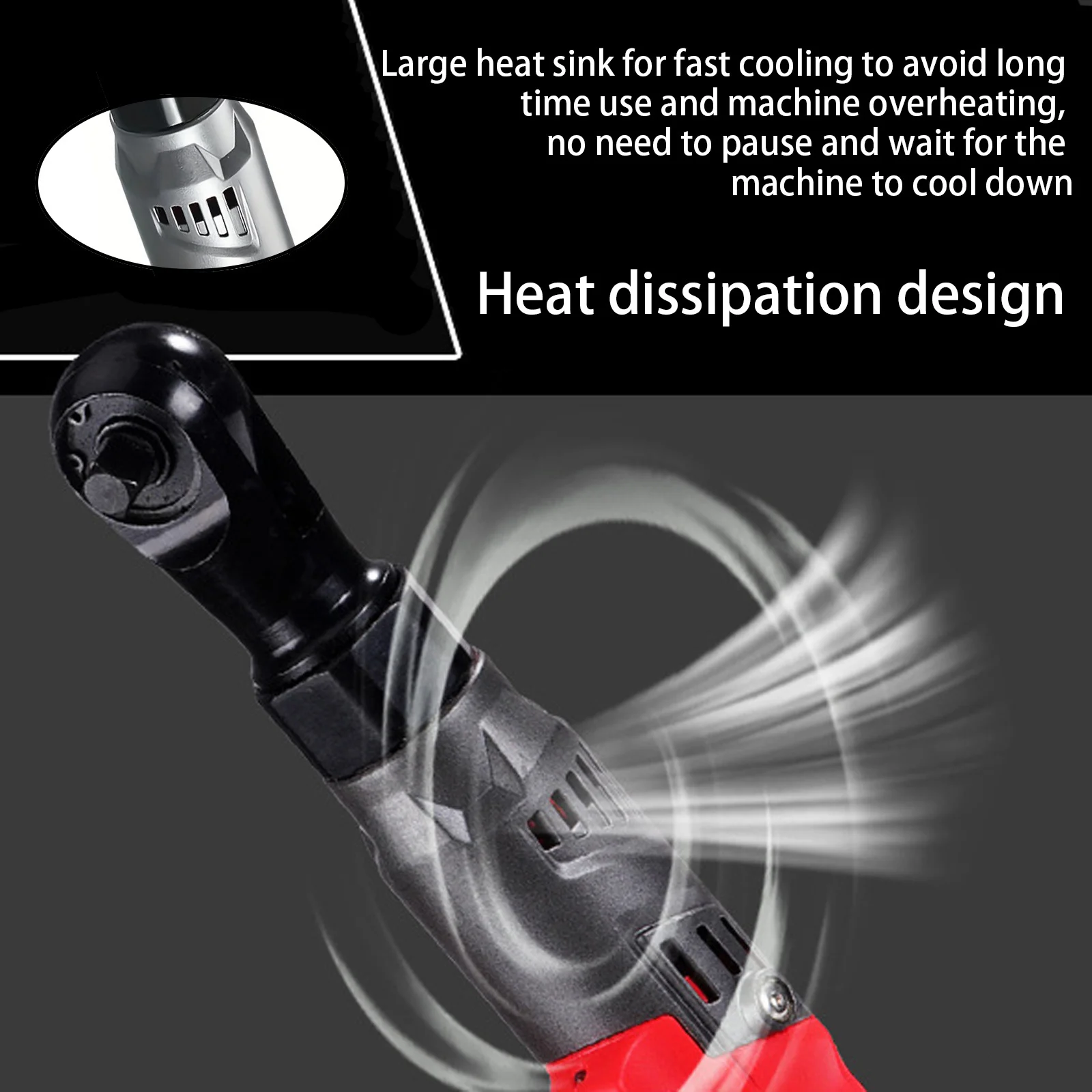 Motor Tanpa Sikat Ratchet Merah 90N.m Dua Daya Satu Pengisi Daya 2 Baterai 2,0a Casing Plastik 1/2 Inci
