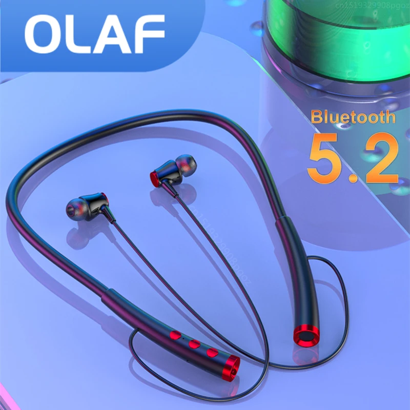 Olaf Neckband Bluetooth Earphones Wireless Headphones Ultra Long Standby Sports Waterproof Bass Bluetooth 5.2 Headset Audifonos