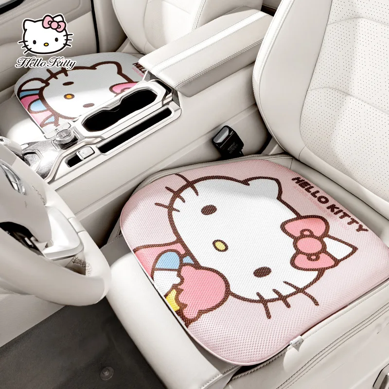 

Подушка для автомобильного сиденья Kawaii Sanrio, доступны четыре сезона, сетчатая вентилируемая подушка Hello Kitty с Сотами из ТПЭ, милое украшение для автомобиля