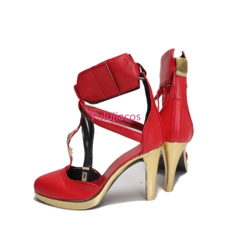 Juego Wuthering Waves Phrolova, zapatos de Cosplay, botas, zapatos altos de cuero PU rojo, accesorios de fiesta de juego de rol de Halloween para mujeres y niñas