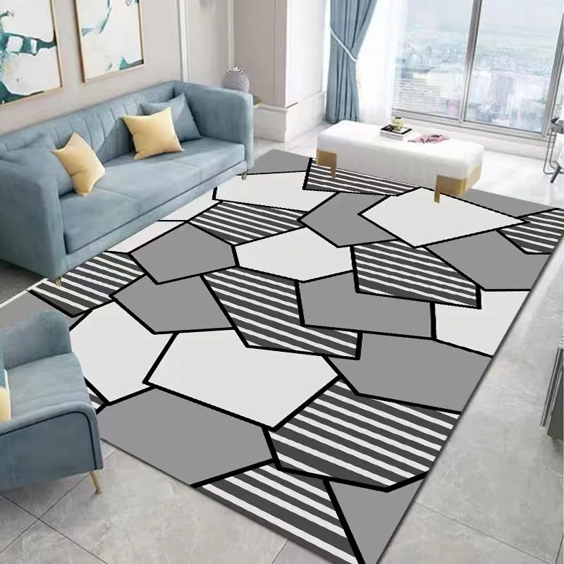 

Simple Geometric Home Carpet Crystal Velvet Living Room Bedroom Floor Mat Soft Absorbent Wear-resistant Pad Indoor Door Rug Home