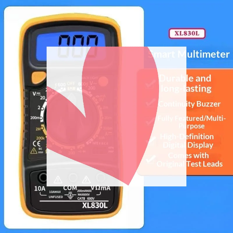 XL830L Digital Multimeter User Friendly HD LCD Screen Buzzer Alarm Leads for Home Amateur Electronic Repair