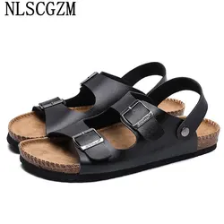 Double Monk Strap Mens Leather Sandals White Casual Shoes for Men 2026 Summer Sandals Men Black Sandals Man сандали му